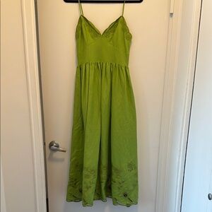 Astr Lime Green Lace Midi Dress